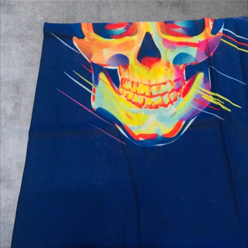 Neon Skull Paint 16 n 1 Neck Gaiter Face Cover Dust Mask Biker Rag